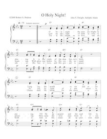 Partition chœur score, Cantique de Noël, Minuit Chrétiens, Adam, Adolphe