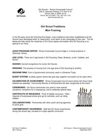 Girl Scout Traditions Mini-Training
