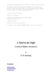 A Thief in the Night: a Book of Raffles  Adventures