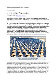 Le photovoltaïque s expose au Japon
