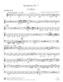 Partition cor 1 (A, E, D), Symphony No.7, A major, Beethoven, Ludwig van