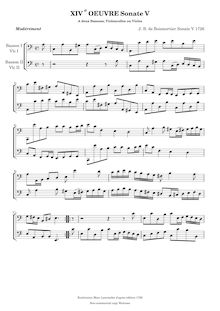 Partition complète (bassons ou violoncelles), 6 sonates pour 2 bassons, violoncelles ou violes de gambe, Op.14