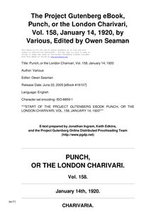 Punch, or the London Charivari, Vol. 158, 1920-01-14