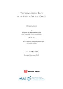 Trophodynamics of salps in the Atlantic Southern Ocean [Elektronische Ressource] / Lena von Harbou