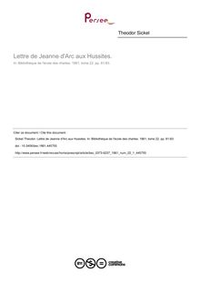 Lettre de Jeanne d Arc aux Hussites. - article ; n°1 ; vol.22, pg 81-83