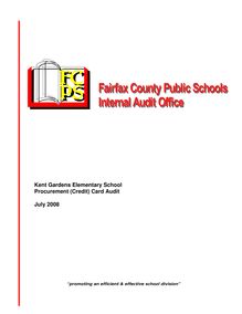 Kent Gardens Elementary School Procurement Card Audit 