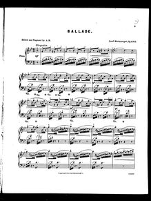 Partition No.1 - Ballade, Drei Charakterstücke, Rheinberger, Josef Gabriel par Josef Gabriel Rheinberger