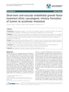 Short-term anti-vascular endothelial growth factor treatment elicits vasculogenic mimicry formation of tumors to accelerate metastasis