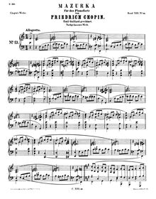 Partition complète, Mazurka en A minor, B.140, A minor, Chopin, Frédéric par Frédéric Chopin