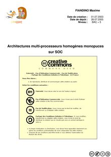 Architectures multi-processeurs homogènes monopuces sur SOC 
