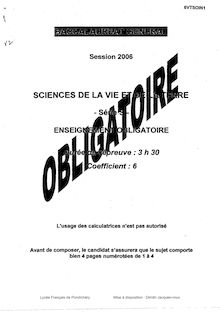 Baccalaureat 2006 sciences de la vie et de la terre (svt) scientifique pondichery