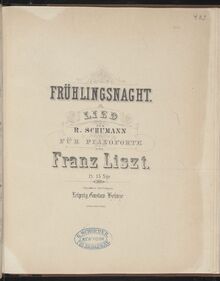Partition Frühlingsnacht (S.568), Collection of Liszt editions, Volume 5