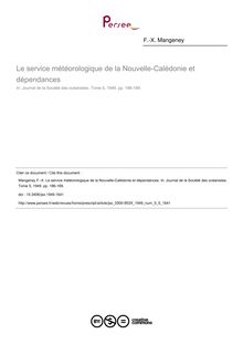 Le service météorologique de la Nouvelle-Calédonie et dépendances - article ; n°5 ; vol.5, pg 186-189