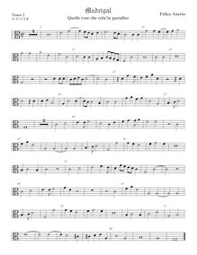Partition ténor viole de gambe 2, alto clef, madrigaux pour 5 voix par  Felice Anerio