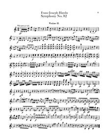 Partition violons II, Symphony No.82 en C major, “L’Ours”, Sinfonia No.82 “The Bear”