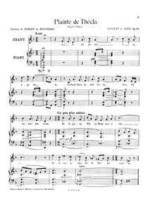 Partition complète, Plainte de Thécla, Op. 10, Indy, Vincent d 