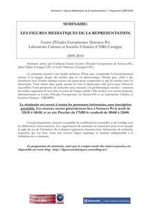 Programme 2009-2010 - SEMINAIRE: LES FIGURES MEDIATIQUES DE LA ...