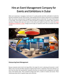 Hire an Event Management Company for Events and Exhibitions in Dubai