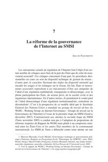 La réforme de la gouvernance de l Internet - 7 La réforme  de la ...