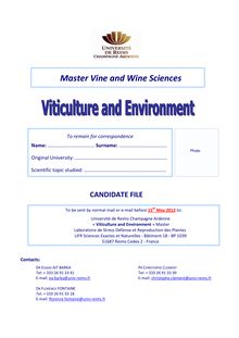 spécialité Viticulture et Environnement