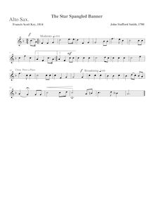 Partition Alto Sax (E♭), pour Star-Spangled Banner, Original title: The Anacreontic Song