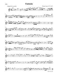 Partition Alto enregistrement , Fantasia, C minor, Lupo, Thomas