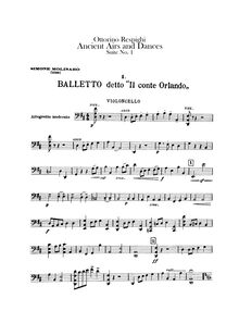 Partition violoncelles, Antiche danze et arie per liuto, Respighi, Ottorino