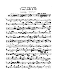 Partition violoncelles / Double Basses, Serenade, Serenade No.9 ; Posthorn Serenade