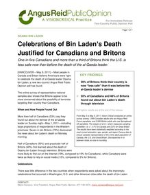 Celebrations of Bin Laden's Death Justified for Canadians and Britons