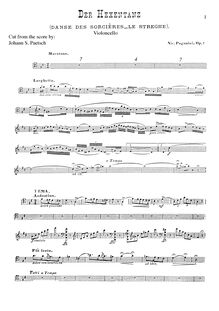Partition de violoncelle (paste-up from score), La Streghe, Op.8