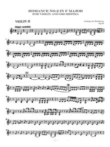 Partition violons II, Romance pour violon et orchestre, F Major