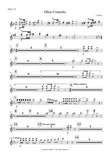 Partition flûte 1, 2, Concerto per hautbois, E♭, Bellini, Vincenzo