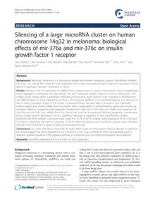 Silencing of a large microRNA cluster on human chromosome 14q32 in melanoma: biological effects of mir-376a and mir-376c on insulin growth factor 1 receptor
