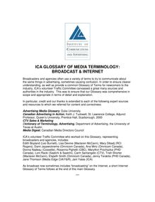 ICA Glossary of Media Terminology: Broadcast and Internet