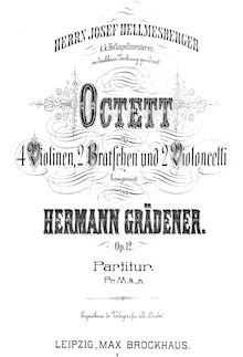 Partition complète, corde Octet, Op.12, C major, Grädener, Hermann