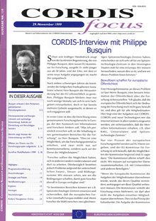 CORDIS focus 139. 29. NOVEMBER 1999