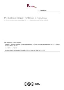 Psychiatrie soviétique : Tendances et réalisations - article ; n°4 ; vol.3, pg 666-672