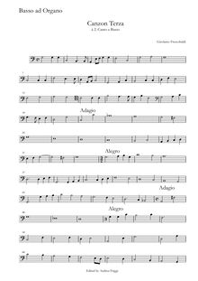 Partition Basso ad organo, Canzon Terza à , Canto e Basso, Frescobaldi, Girolamo