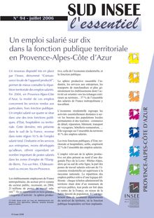 Un emploi salarié sur dix dans la fonction publique territoriale en Provence-Alpes-Côte d'Azur