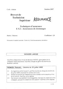 Assurance dommages 2007 BTS Assurance