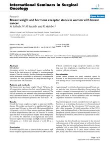 Breast weight and hormone receptor status in women with breast cancer