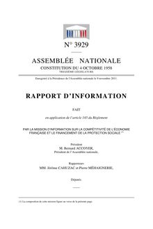 Rapport d'information fait (...) par la mission d'information sur la compétitivité de l'économie française et le financement de la protection sociale