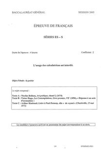 Français 2005 Sciences Economiques et Sociales Baccalauréat général