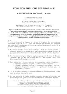 Epreuve écrite 2008 Examen professionnel Adjoint administratif territorial de 1ère classe