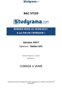 Corrigé Bac STI2D 2017 - LV1 Italien