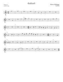 Partition ténor viole de gambe 1, octave aigu clef, pavanes et Galliards pour 5 violes de gambe par Peter Philips