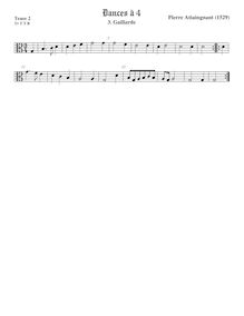 Partition ténor viole de gambe 2, alto clef, Pavan et Galliards à 4 par Pierre Attaingnant