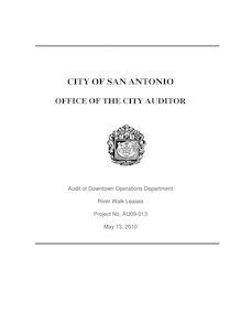 AU09-013 Downtown OPerations - RiverWalk Leases Audit Report