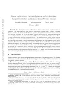 Linear and nonlinear theories of discrete analytic functions Integrable structure and isomonodromic Green s function