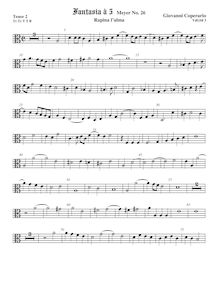 Partition ténor viole de gambe 2, alto clef, Fantasia pour 5 violes de gambe, RC 26